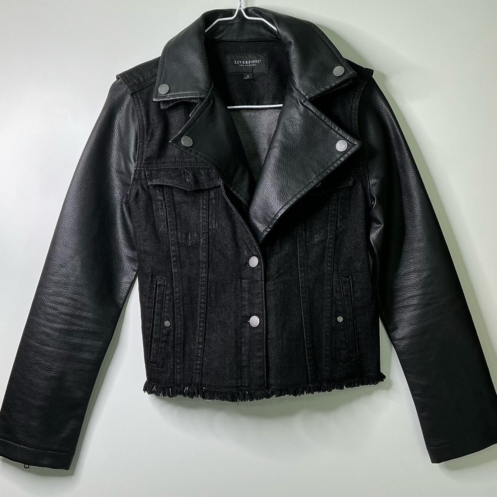 Liverpool LA Moto Jacket Mystic Black XS Faux Suede Motorcycle Biker-core Jeans
